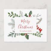 Kerstgroen & Hulstbessen Kerstkaart Feestdagenkaart (Voorkant)