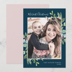 kerstgroen kerstfoto van Navy Merriest Feestdagenkaart