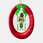 Kerstgroen lint rood add fotoportal keramisch ornament (Achterkant)