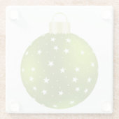 KERSTGROEN MET WITTE STERREN ORNAMENT GLAZEN ONDERZETTER (Achterkant)