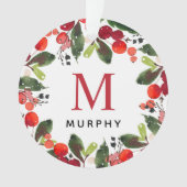 kerstgroen monogram voor aangepaste kerstfamilie f ornament (voorkant)