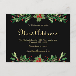 Kerstgroen Nieuw Adres Vakantie Move Briefkaart