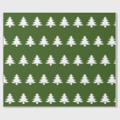 Kerstgroen patroon van witte kerstbomen cadeaupapier (Vlak)