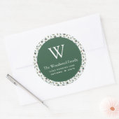 kerstgroen patroonadres ronde sticker (Envelop)