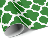 Kerstgroen Quatrefoil Trellis Pattern Cadeaupapier (Rol Hoek)
