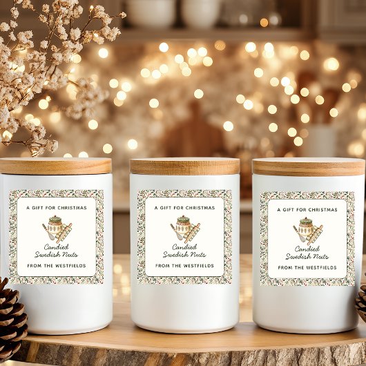 Kerstgroen Rode bessen Voedselgeschenk Vierkante Sticker