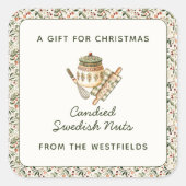 Kerstgroen Rode bessen Voedselgeschenk Vierkante Sticker (Voorkant)