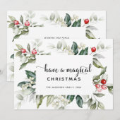 kerstgroen | Rode bessen Wenskaart Kaart (Voorkant / Achterkant)