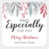 kerstgroen speciaal gemaakt voor jouw script vierkante sticker (Voorkant)