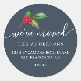 Kerstgroen We hebben nieuw adreslabel verplaatst Ronde Sticker
