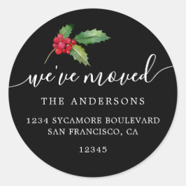 Kerstgroen We hebben nieuw adreslabel verplaatst Ronde Sticker
