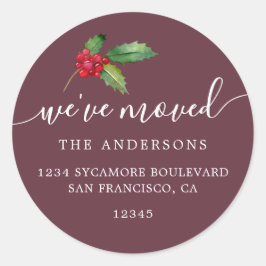 Kerstgroen We hebben nieuw adreslabel verplaatst Ronde Sticker