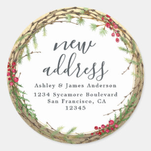 Kerstgroen We hebben nieuw adreslabel verplaatst Ronde Sticker