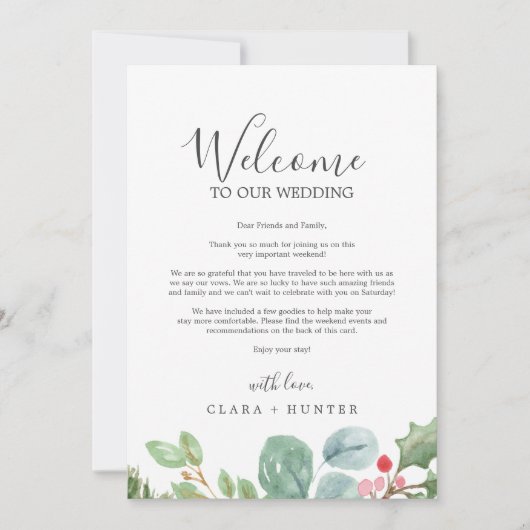 Kerstgroen Welkomstbrief en reisroute (Voorkant)