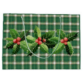 Kerstgroen wit geruit grote cadeautas (Achterkant)