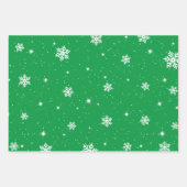 Kerstgroen wit stars Snowflakes Patroon Inpakpapier Vel (Voorkant)