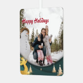Kerstgroene aangepaste kerstfoto 2 zijdelings metalen ornament (Voorkant links)