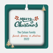 Kerstgroene aangepaste kerstfoto 2 zijdelings metalen ornament (Achterkant)