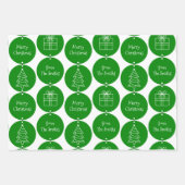 kerstgroene cirkels aangepaste naam inpakpapier vel (Voorkant 3)