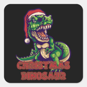 Kerstgroene Dinosaur   Ontwerp van Dinosaur Vierkante Sticker