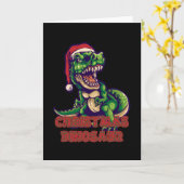Kerstgroene dinosaurus | Dinosaurusontwerp Kaart (Gele Bloem)