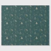 Kerstgroene en gouden elementen cadeaupapier (Vlak)