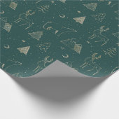 Kerstgroene en gouden elementen cadeaupapier (Hoek)