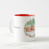 Kerstgroene feestdag grote Mok met fotokoffie (Voorkant links)