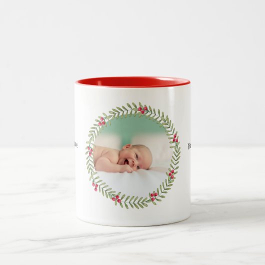 Kerstgroene feestdag grote Mok met fotokoffie (Center)