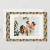 Kerstgroene kunst Deco Geometric Foto Feestdagenkaart (Voorkant)