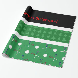 Kerstgroene lacrosse kerstbomen cadeaupapier