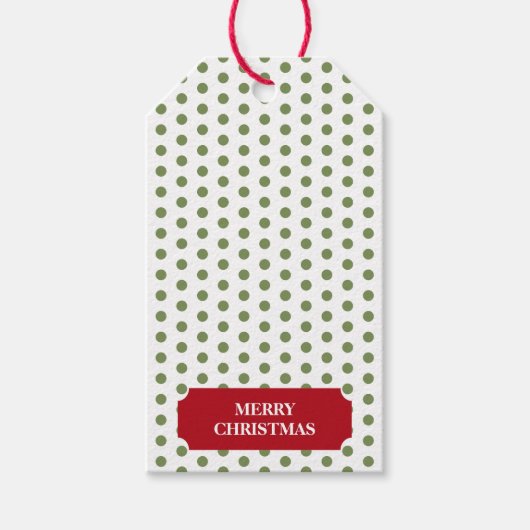 kerstgroene pooldots cadeaulabel (Voorkant)