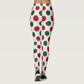 kerstgroene rode poka dots op wit leggings (Achterkant)