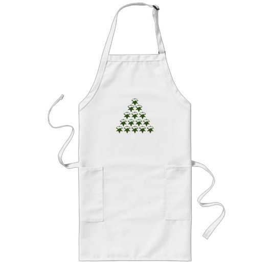 Kerstgroene sneeuwstrook lang schort (Voorkant)