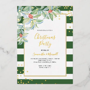 Kerstgroene Stripes-feestdag Folie Feestdagenkaart