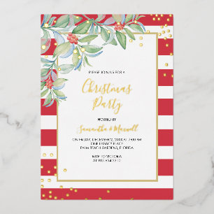 Kerstgroene Stripes-feestdag Folie Feestdagenkaart