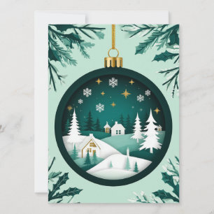 Kerstgroene versiering Winterdorp Sneeuwvlok Kaart