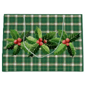 Kerstgroene witte geruite grote cadeautas (Voorkant)