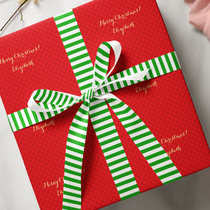 Kerstgroene witte strepen stijlvolle cadeauverpakk lint