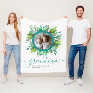 kerstgroene Wreath-foto speciaal aangepast Fleece Deken