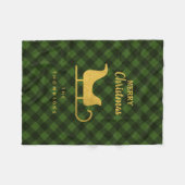 Kerstgroene zwarte buffelstaarten fleece deken (Voorkant (Horizontaal))