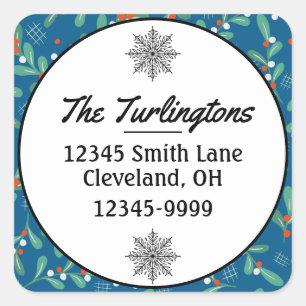 Kerstgroenen met Holly Berries Return Address Vierkante Sticker