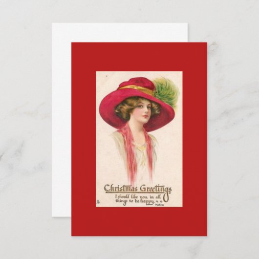 Kerstgroet dame bedankkaart (Voorkant / Achterkant)