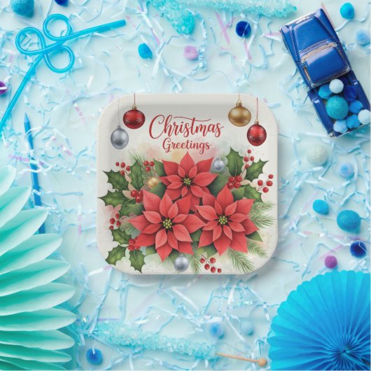 Kerstgroet, feestelijk, papieren bordje (Feest)