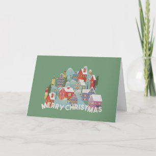Kerstgroet in de winterstad bedankkaart