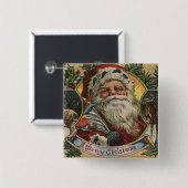 kerstgroet, kerstman en rendier vierkante button 5,1 cm (Voorkant /achterkant)