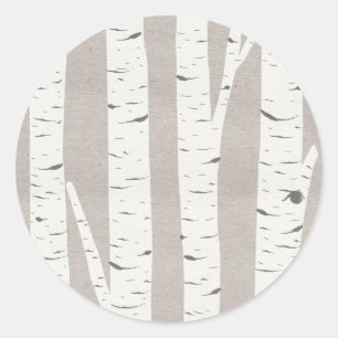Kerstgroet Licht en Mooie Berk Ronde Sticker