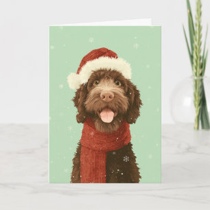 Kerstgroet met Chocolade Labradoodle Kaart