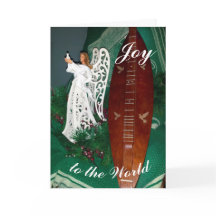 Kerstgroet met engel en bergdulcimer