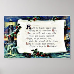 Kerstgroet met gestelde wensen, lichtzinnig poster